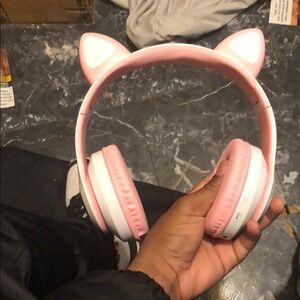 Cute Pink Cat Ear Headphones